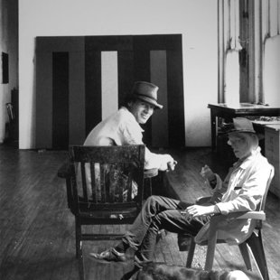 Brice Marden studio with my dog Sophie NY 1973