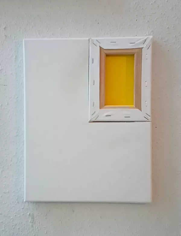 Window, acrylic and frame on cut canvas, 35x27 cm / 2020