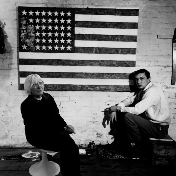 In Jasper Johns studio  with Flag, 1955, NY 