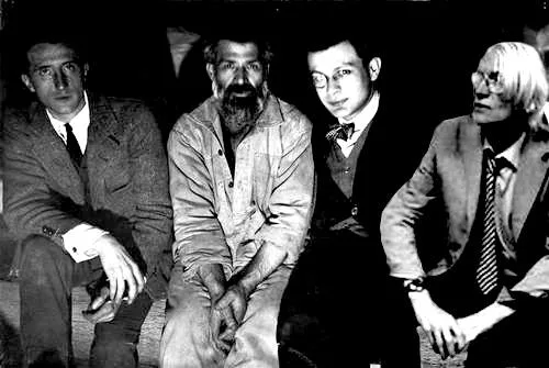 1921 Paris in the studio of Brancusi with Marcel Duchamp, Constantin Brancusi and Tristan 